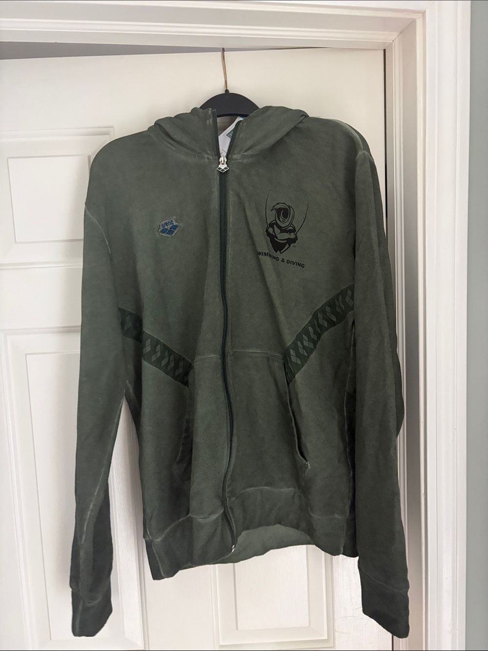 Olive Green Zip-Up Hooded Sweater Jacket